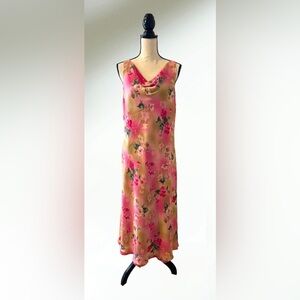 Vintage Jonathan Martins Studio Yellow-Pink Flowers Sun Dress Size 16 NWOT